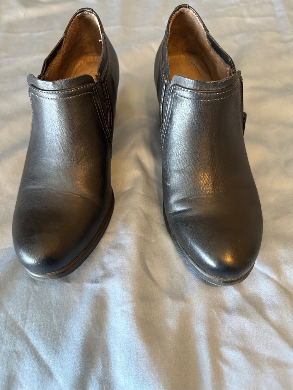 Black Leather Slip-On Mules for Women
